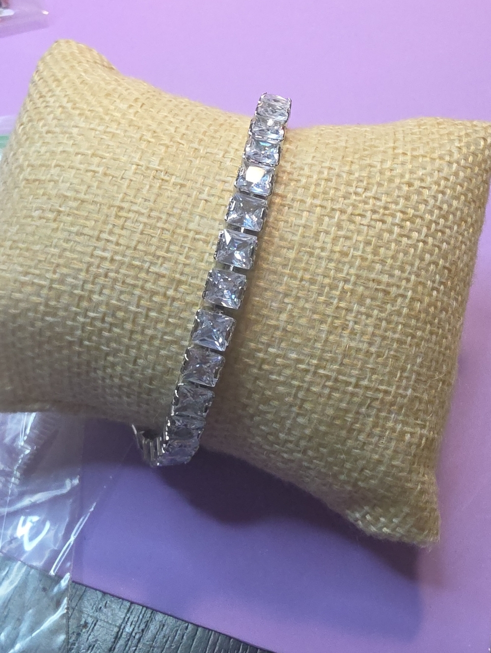 Silver-Tone Clear Swarovski  Crystal Tennis Bracelet - Women Jewelry